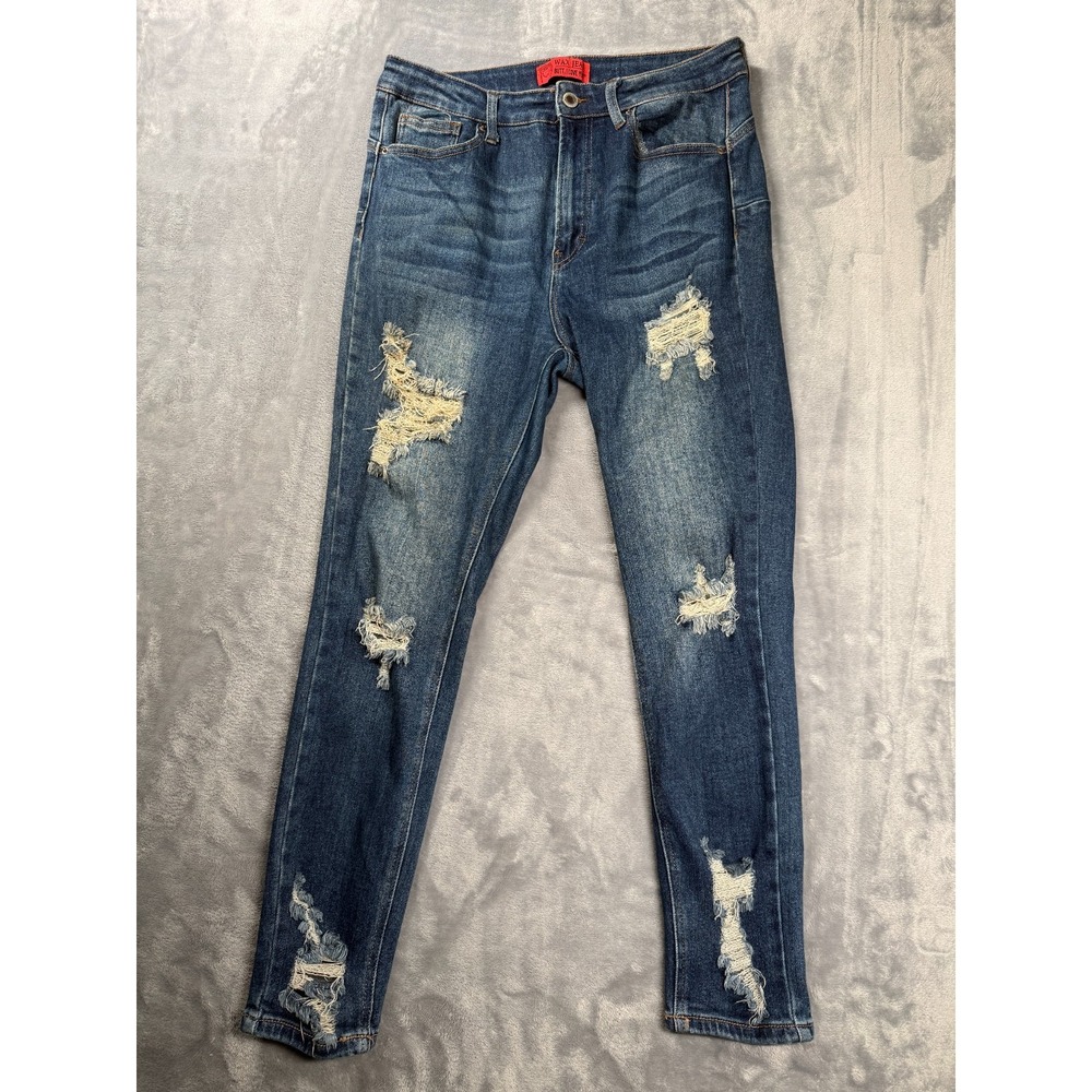 Wax Jean Butt I Love You Skinny Jeans Womens 13/31 Blue Distressed High Rise